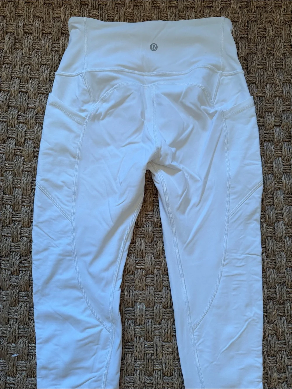 lululemon White High-Waist Athletic Leggings with Pockets Size 4